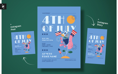 Blauwe creatieve 4 juli-flyer