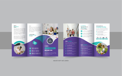 Dreifach gefaltete Zulassungsbroschüre für Kinder zum Schulanfang, Design-Vorlagenlayout für dreifach gefaltete Zulassungsbrosch