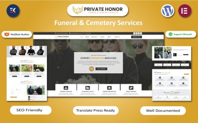 Onore privato - Modello Elementor WordPress per servizi funebri e cimiteriali