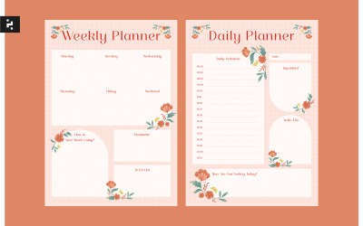 Planejador diário semanal floral criativo