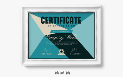 Plantilla de reconocimiento de certificado abstracto 1