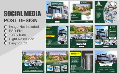 Paket mit 10 Instagram-Posts zum Thema Immobilien