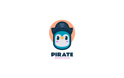 Pinguin-Pirat-Maskottchen-Cartoon-Logo