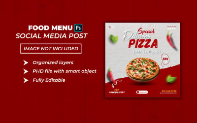 Special delicious pizza fast food social media post template