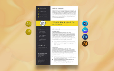 Canva- und MS Word-Design-Vorlage für den Lebenslauf eines Softwareentwicklers