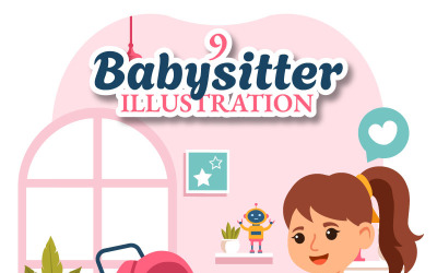 9 Illustrazione dei servizi di babysitter
