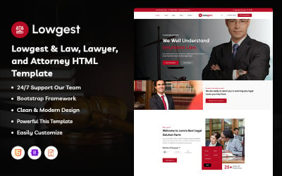 Lowgest – Law, Lawyer, and Attorney Website Template