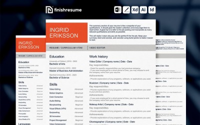 Video düzenleyici Özgeçmiş Şablonu | Devam Etmeyi Bitir
