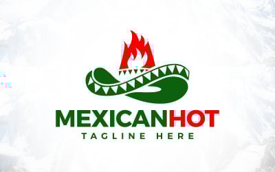 Mexicaanse hoed met Hot Chili Fire-logo ontwerp