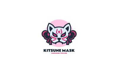 Logo de mascotte simple de masque Kitsune