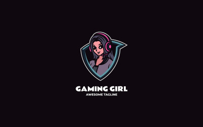 Logo della mascotte semplice della ragazza da gioco