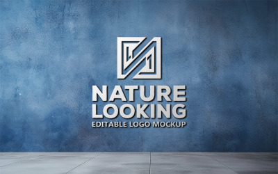 Logo mockup_blue wall logo mockup_sign logo mockup_interior wall mockup