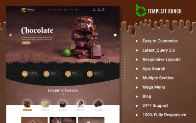 Fincsi csokoládé – Reszponzív Shopify téma az e-kereskedelemhez