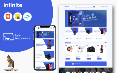 Infinito - Negozio di tecnologia | Modello di sito web di e-commerce multiuso | HTML: CSS Tailwind