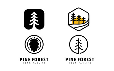 Modello logo pino. Icona astratta pino V13