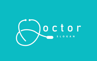Stethoscoop Logo Lijnmodel Gezondheidszorg DesignV18
