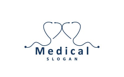 Stetoskop Logo Line Model Health Care DesignV16
