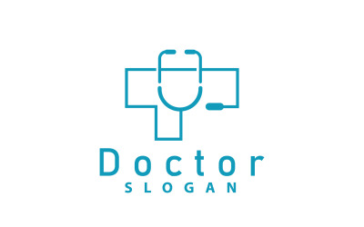 Stethoskop Logo Linienmodell Gesundheitswesen DesignV12