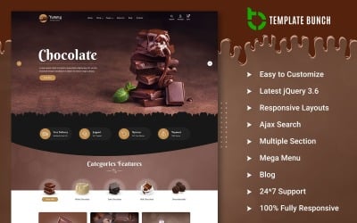 Yummy Chocolate - e-Ticaret için Duyarlı Shopify Teması