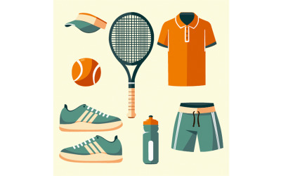 Conjunto Elementos Objeto Para Competición Entrenamiento Tenis