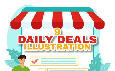 9 dagelijkse aanbiedingen van de dagillustratie