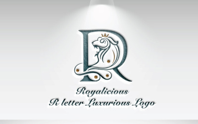Royalicious - Logotipo lujoso del Rey León con la letra R