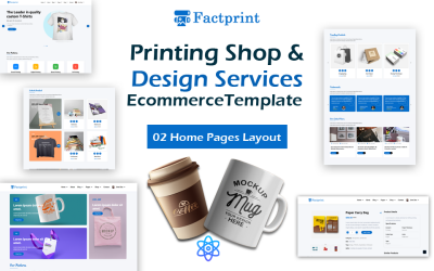 Factprint - Plantilla de reacción de comercio electrónico para imprentas y servicios de diseño