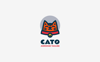 Kedi Basit Maskot Logo Şablonu 4