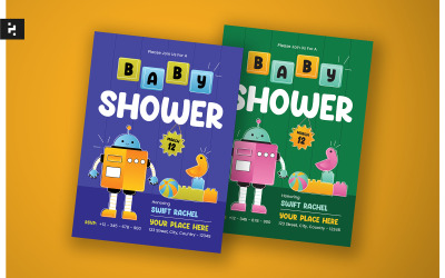 Baby shower uitnodiging Robot thema