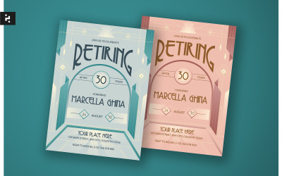 Colorful Art Deco Retirement Party Invitation