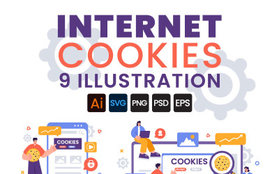 9 Internet Cookies Technologie Illustratie