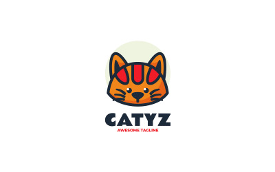 Kat eenvoudig mascotte logo sjabloon 6