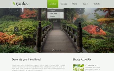 Plantilla de sitio web adaptable de diseño de jardines