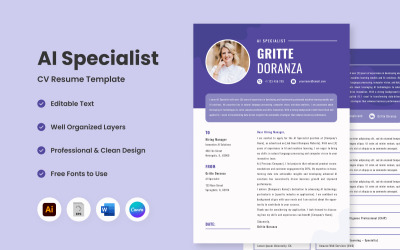 CV Resume AI Specialist V2 il livello successivo nei modelli di curriculum per specialisti di intelligenza artificiale