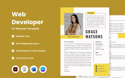 CV Resume Web Developer V5 – nejlepší volba pro webové vývojáře, kteří hledají vynikající životopis