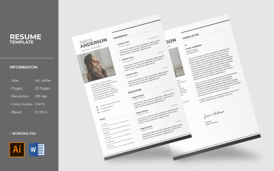 Modello di curriculum professionale/Illustratore Cv e Word