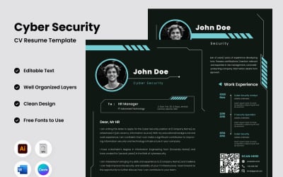 Resume Cyber Security V1 — передовой шаблон, предназначенный для кибербезопасности.