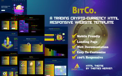BitCo – kereskedési és kriptovaluta HTML céloldal reszponzív webhelysablon