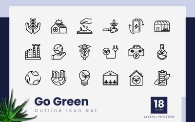 Ga groen omtrek zwart pictogram