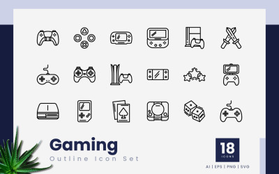Gaming-Umriss, schwarzes Icon-Set