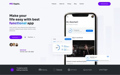 MG Applu - Modèle de page de destination d&amp;#39;application HTML réactif