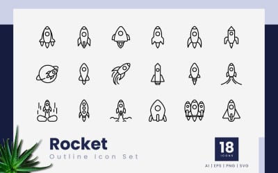 Raket overzicht zwarte icon set