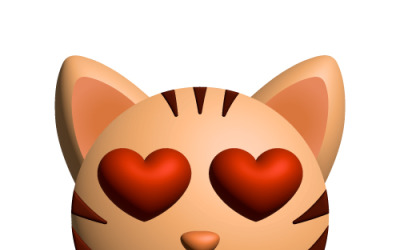 Rolig 3D orange katt i kärlek, med röda hjärta ögon