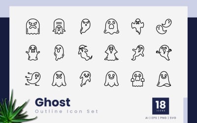 Sada černých ikon Ghost Obrys