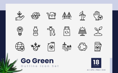 Sada ikon Go Green Obrys