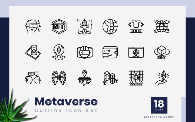 Set di icone di contorno del Metaverso
