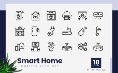 Smart Home-Umrisssymbolsatz