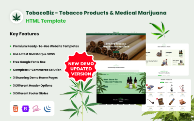 TobacoBiz - Plantilla HTML para productos de tabaco y marihuana medicinal