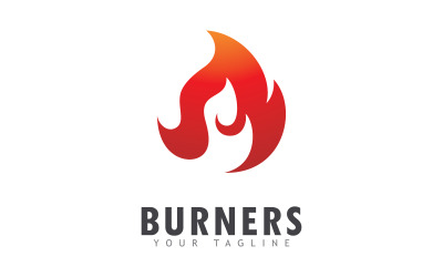 Flame Fire Vector Logotyp Mall V3