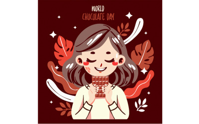 Handgetekende Wereld Chocolade Dag Achtergrond Illustratie